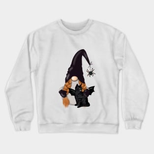 Halloween - Gnome  , Black Cat  and Spider Crewneck Sweatshirt